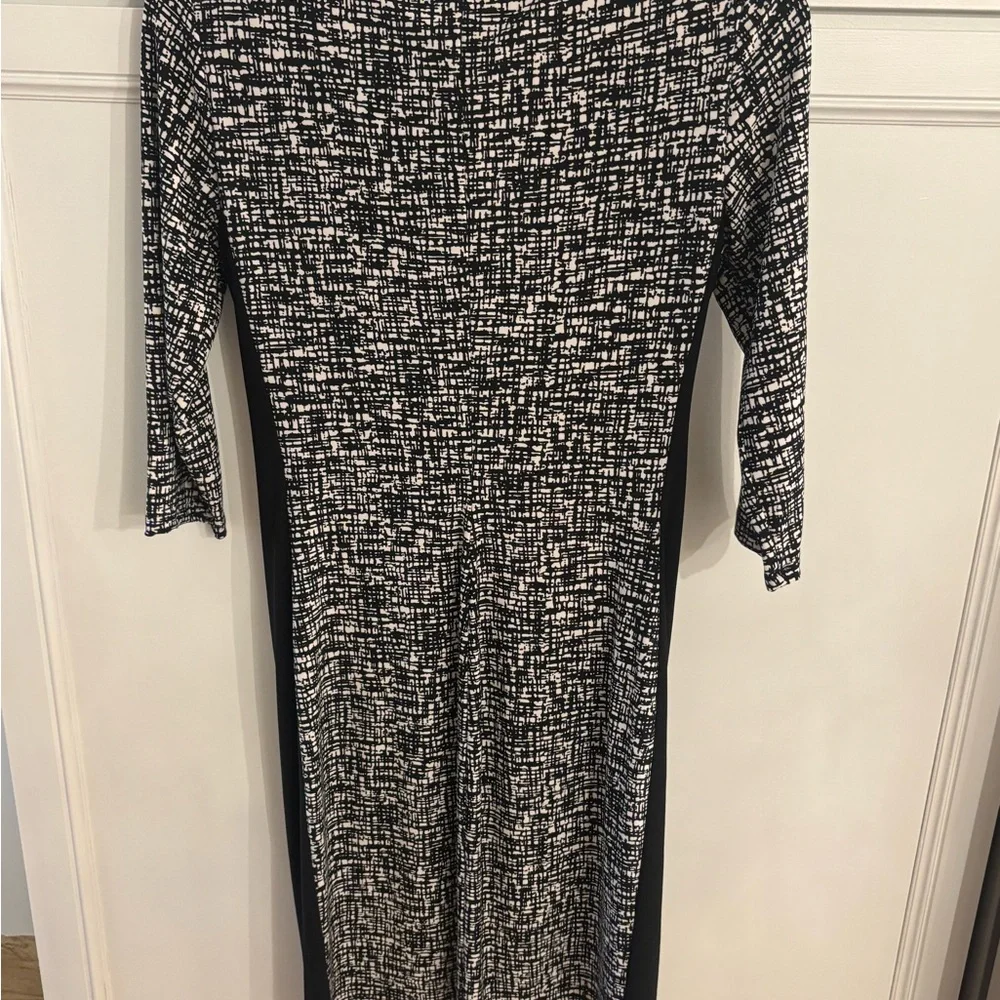 SALE - Ralph Lauren Black White Pattern Dress 3/4 Sleeve Size 8 - Picture 4 of 5